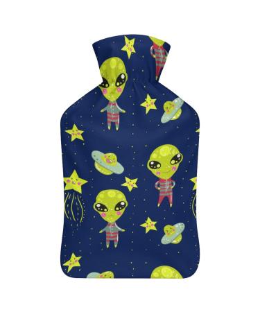 Hot Water Bottle With Lid Spaceship Pattern Rubber Hot Water Bag For Pain Relief Cramps Foot Warmer Hot And Cold Therapy