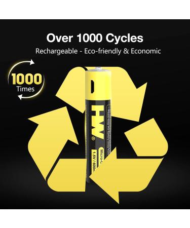 HW Rechargeable Li-ion AAA Battery - Fast Charge 1.5V 1000 Cycles USB Cable Included 4 Pack - Buy Online on GoSupps.com