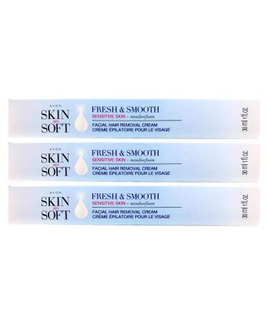 Avon Skin So Soft Fresh & Smooth Sensitive Skin Facial Hair Removal Cream - Set of 3