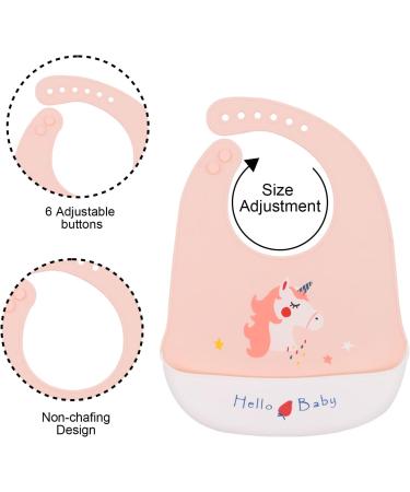 Baogaier Baby Bibs Silicone 3 PCS Waterproof Weaning Bib for Babies Toddlers with Food Catcher Pocket - Easy Clean Bibs Feeding for Kid Infant Girl in Horse Rainbow Space - Buy Online on GoSupps.com