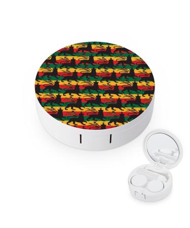 Rastafarian Flag with The Lion Contact Lens Case Travel Portable Travel Contact Lens Box with Mirror