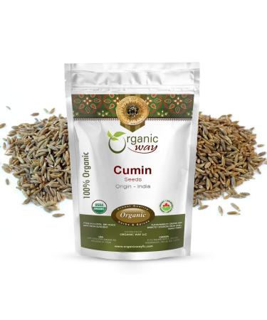 Organic Way Premium Cumin/Jeera Seeds Whole (Cuminum cyminum) - Adds Flavour & Aroma | Organic & Kosher Certified | Raw, Vegan, Non GMO & Gluten Free | USDA Certified | Origin - India (1 LBS) 1 Pound (Pack of 1)