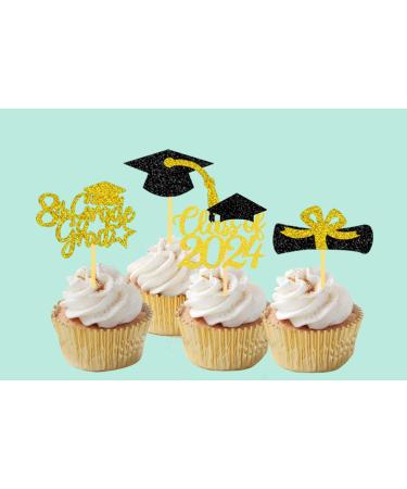 8th Grade Grad Cupcake Toppers Gold Glitter 8th Grade Graduation Party Decorations 2023 Boy Girl Kids Eighth Grade Graduation Party Decorations Supplies - Buy Online on GoSupps.com
