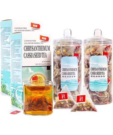 Chrysanthemum Cassia Seeds Burdock Root Tea Bags 320G(40 Tea Bags) Eyes Brighten Liver Cleanse Herbal Tea Honeysuckle Chinese wolfberry Sweetscented Osmanthus No Added Flavoring Combination of Floral Tea