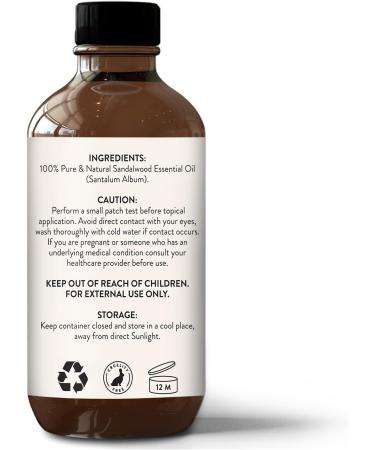 Sandalwood Essential Oil - Premium 4 Fl Oz for Skin Aromatherapy Diffuser & Candle Making - Natural Oil with Glass Dropper - Buy Online on GoSupps.com