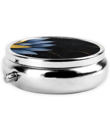 Buy Turquoise Blue Gold Flowers Round Pill Box - 3 Compartment Mini Travel Medicine Organizer - Buy Online on GoSupps.com