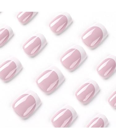 Justotry 24 PCs White Angular Press On Nails Pink & White Square French Artificial Nails for Stunning Nail Art - Perfect for Women - Buy Online on GoSupps.com