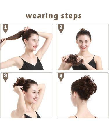 BARSDAR Curly Messy Bun Hairpiece Extension | 100% Human Hair | Medium Chestnut Brown | Wedding Hair Pieces for Women & Kids - Buy Online on GoSupps.com