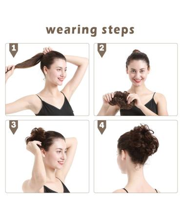 BARSDAR 100% Real Hair Extensions Dark Brown Updo Ties & Messy Bun 2pcs | Curly Hair Part for Women & Girls - Buy Online on GoSupps.com