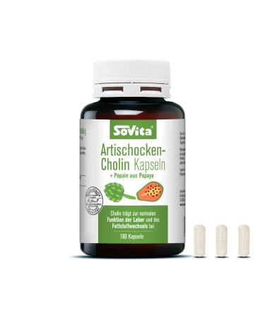 sovita artichoke choline capsules | with papain from papaya | dietary supplement | 180 capsules