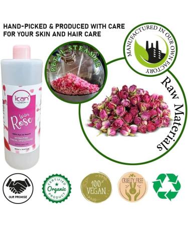 500ml Pure Natural Rose Water for Facial Hydration and Smoothing - Buy Online on GoSupps.com