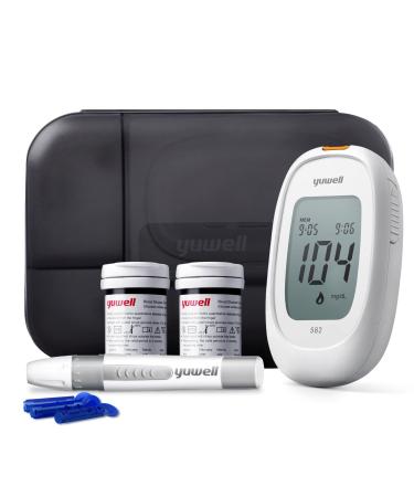 Yuwell blood sugar measuring device Set with test strip x 50 and Lanzett x 50 diabetes test ideal for home use sugar meter for self -control of the blood sugar in diabetes (model 582) 582 (with test strips set 50PCs) - Buy Online on GoSupps.com