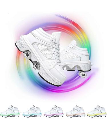 Buy LED 4-Wheel Adjustable Roller Skates - Bright Shoes for Men Women & Kids | White 38 EU - International Shipping Available - Buy Online on GoSupps.com