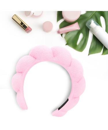 Spa Headbands for Women - Sponge & Terry Towel Cloth Fabric Headband for Washing Face  Makeup Headband for Makeup Removal  Skincare Headbands for Skincare  and Versed Spa Bubble Headband (Pink) A-Pink