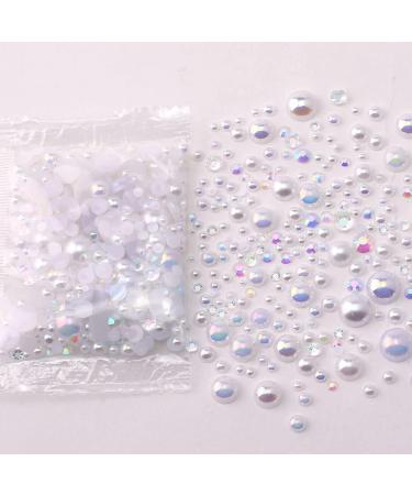 10g Multi-Size White Pearl Beads Nail Charms - Imitation Pearl & AB Rhinestones for Nails - Nail Art Decorations - Buy Online on GoSupps.com