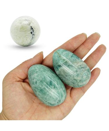 Amazonite Palm Stone-2 Pcs Amazonite Stone Pocket Energy Stone Smooth Healing Crystal Worry Stone (Amazonite)