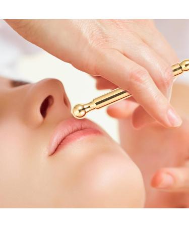 Healeved Brass Acupuncture Pen - Meridian Massage Pencil for Face Eyes & Body | Acupressure Stick for Spa & Beauty Care - Gold Yellow Gift - Buy Online on GoSupps.com