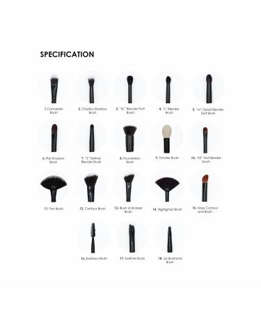 MUBA COSMETICS 18pcs Professional Makeup Brush Set - Face & Eye Brushes with Matte Tubby Storage - Ultra Soft Make Up Brushes for Foundation, Concealer & Eyeshadow - Buy Online on GoSupps.com