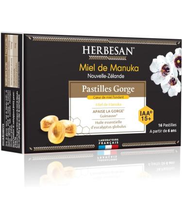 HERBESAN - MANUKA HONEY MELTING HEART LOZENGES IAA15+(MGO514+) - Soothes the Throat - Box of 16 lozenges - Buy Online on GoSupps.com