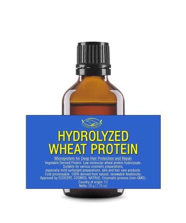 HYDROLYZED WHEAT PROTEIN - Liquid - 50g | 1.76oz - Microprotein for Hair  Skin  Baby Care  Body Wash  Sensitive Skin - Deep Hair Protection  Restructuring and Repair - Shampoos  Conditioners With Screw Cap