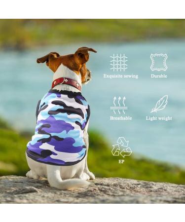 Shop TVmall 3-Piece Dog T-Shirts - 100% Cotton Camo Sports Shirts for Puppies & Small Dogs | Breathable Summer Pet Wear in L Green/Blue/Red - Buy Online on GoSupps.com