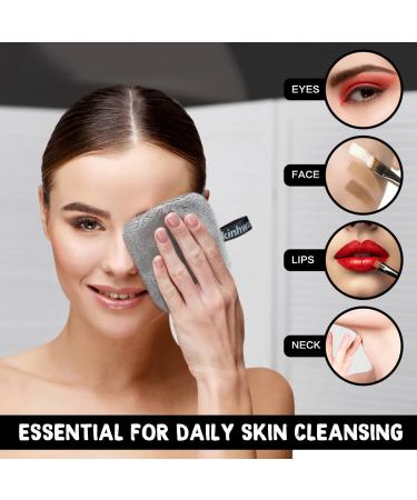 Kinhwa Slimming Pads - Washable Reusable Cotton Makeup Remover & Super Soft Facial Cleaning Pads with Laundry Bag - 6 Light Gray Microfiber Pads (10cm x 10cm) - Buy Online on GoSupps.com