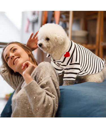 EMUST Soft & Breathable Striped Dog Shirt for Small Medium Dogs - Boy Girl Puppy Clothes with Polo Collar & Sleeves - Teacup Chihuahua Yorkie T Shirt (S Small, White Stripes) - Buy Online on GoSupps.com