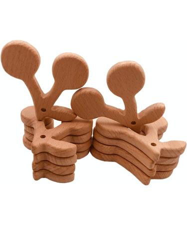 Wendysun 5pcs Cartoon Wood Teether - Natural Animal Cherry Star Shape Baby Teething Toy - Buy Online on GoSupps.com