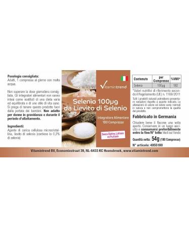 Selenium 100mcg - From Selenium Yeast - Vegan - Box of 180 tablets - ! FOR 6 MONTHS! | Vitamintrend  - Buy Online on GoSupps.com