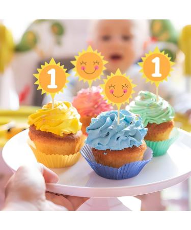 HOKPA 1st Birthday Cupcake Toppers Sun Cupcake Toppers Sun Cake Decoration Food Fruit Picks for Baby Shower Birthday Decorations Sun and 1st cupcake toppers - Buy Online on GoSupps.com