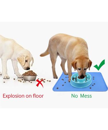 Joytale Non-Slip Silicone Bowl Pad for Dogs & Cats - Waterproof Large 53x37cm Blue - Buy Online on GoSupps.com