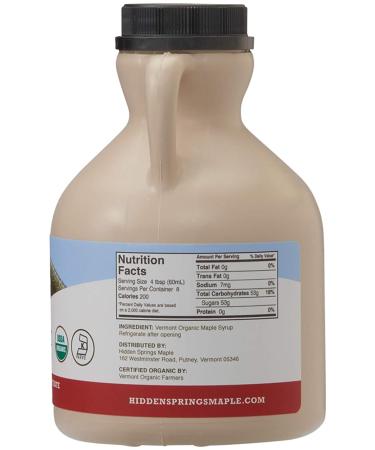 Hidden Springs Maple Organic Vermont Maple Syrup Grade A Dark Robust - 16oz BPA-Free Jug - Buy Online on GoSupps.com