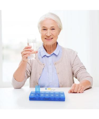 Annwer 7-Day Pill Organizer Box - Moisture-Resistant Medication Doser with 14 Compartments - Royal Blue - Buy Online on GoSupps.com