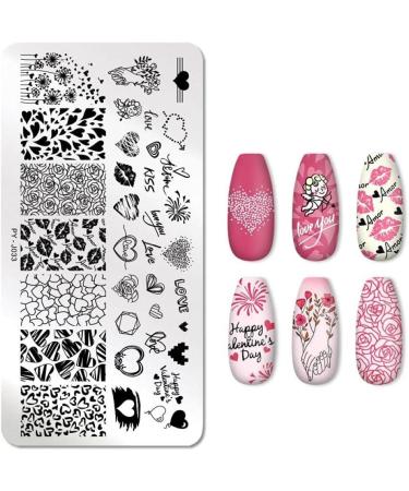 Valentine's Day Nail Stamping Plates Kit - Rose Design Stainless Steel Nail Art Tools for Unique Nail Designs - Shop Internationally - Buy Online on GoSupps.com