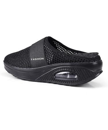 Horblux Women's Air Cushion Slip-On Walking Shoes - Orthopedic Diabetic Sandals with Arch Support, Size 9, Black - Buy Online on GoSupps.com