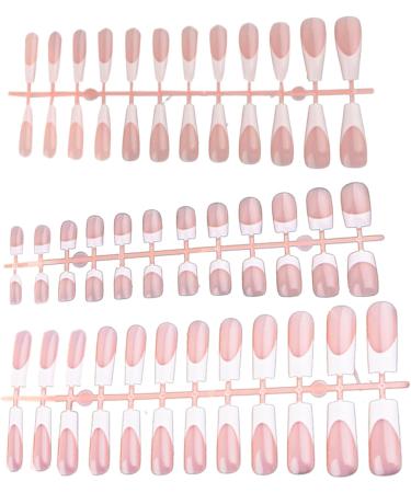 Press On Nails 10 Sheets Color Long Press On Nails With White Edge 12 Size Full Cover Stick On Nails Simple Style False Nails For Women Girls Nail Art Style3 - Buy Online on GoSupps.com