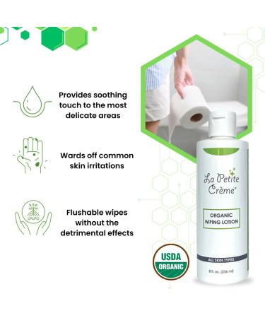 La Petite French Premium Wiping Lotion - Organic Flushable Skin Cleanser & Moisturizer (8 oz) - Eco-Friendly Alternative to Wet Wipes for a Better Bathroom Experience - Buy Online on GoSupps.com