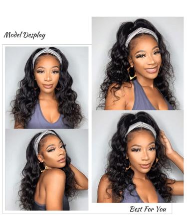 Fugady Glueless Body Wave Headband Wig - Synthetic Long Wavy Dark Brown Headband Wig for Black Women - Buy Online on GoSupps.com