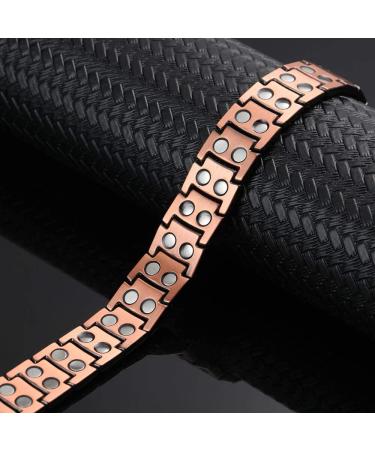Mens Adjustable Black Copper Bracelet with Double Raw Magnets - 3000Gauss Pain Relief for Arthritis, Carpal Tunnel, Migraines - 8.5 inch - Buy Online on GoSupps.com