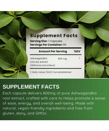 TREEBOOTI Premium Ashwagandha 800mg High Potency Root Extract | Non-GMO Gluten-Free 60 Capsules - Buy Online on GoSupps.com