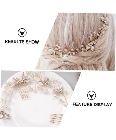 Angoily Bride Hair Braiding Hair Comb Pearl Headpiece for Wedding Gold Hair Comb Floral Hair Clips Bridal Hair Pin Rhinestone Hair Clip Bridesmaid Twist Flower Alloy Material - Buy Online on GoSupps.com