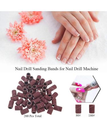 200Pcs Sanding Bands Pack Nail Drill Sand Band For Acrylic Nails Manicure Pedicure 80# and 180# 100Pcs for Each Size - Buy Online on GoSupps.com