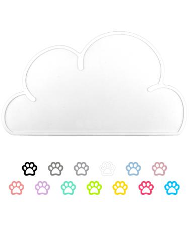 DesignSter Lucky Pet Food Tray  Top Grade Cloud Silicone Feeding Mat Pad Anti-Slip Waterproof Dog Cat Bowl Placemat White