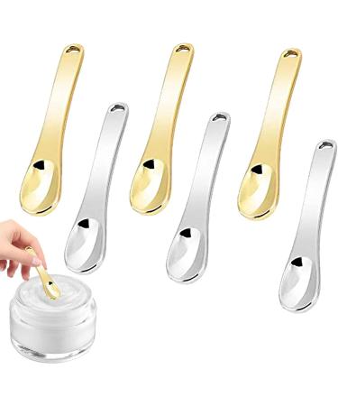 Cream spoon metal cosmetic spatula 6x reusable lotion spatulas metal cosmetic applicator for creams lotions moisturizers beauty accessories - Buy Online on GoSupps.com