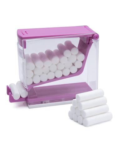 Faruijie Dental Cotton Roll Dispenser - Transparent Organizer Holder Divider Storage Box With Nonslip Base for Professional Clinic Dentist Home House Hold (Press Type) (Purple) Violet