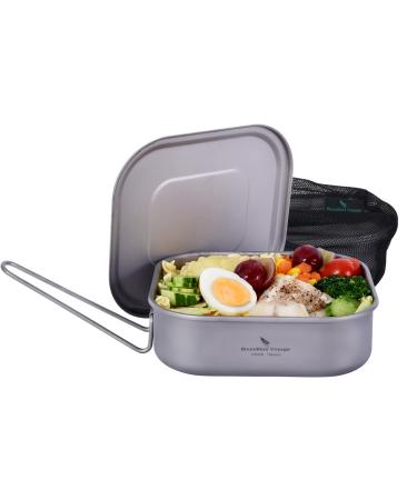 Boundless Voyage 1000ml Titanium Military Mess Tin with Lid Folding Handle Lunch Containers for Camping Backpacking Home Use A-Ti2084C