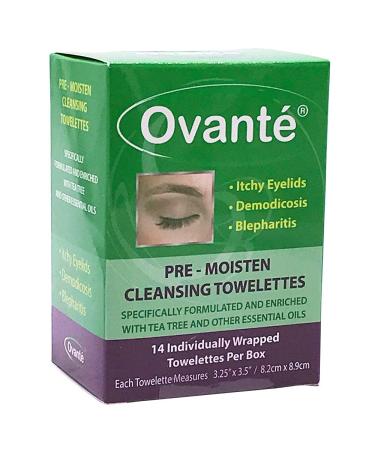 Ovante Eyelid Wipes With Coconut  Tea Tree Oil For Demodex  Blepharitis & Itchy Eyelids - 14 ct