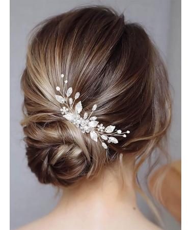 Vakkery Wedding Hair Comb Silver Crystal Flower Hair Combs Slides Bridal Hair Accessories for Women and Girls - Buy Online on GoSupps.com