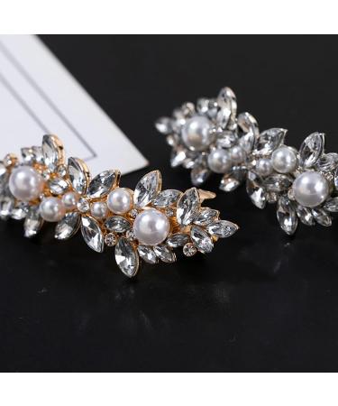 Prosy Crystal Hair Clips Vintage Pearl Hairpiece Clips Rhinestone Hair Barrette Crystal Decorative Hair Accessories for Women and Girls (Silver) - Buy Online on GoSupps.com