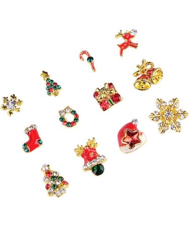 Beaupretty Christmas Nail Jewelry and Decorations 3D Rhinestone Nail Decals Nail Art Stickers 12pcs(Mixed Color) - Buy Online on GoSupps.com